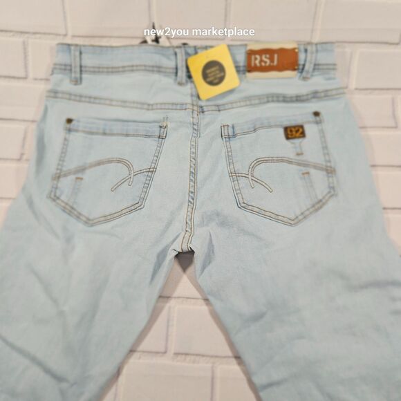 Men's Royal Spirit Denim Blue Jeans Size 36 New with tags ripped with patches - Picture 4 of 13